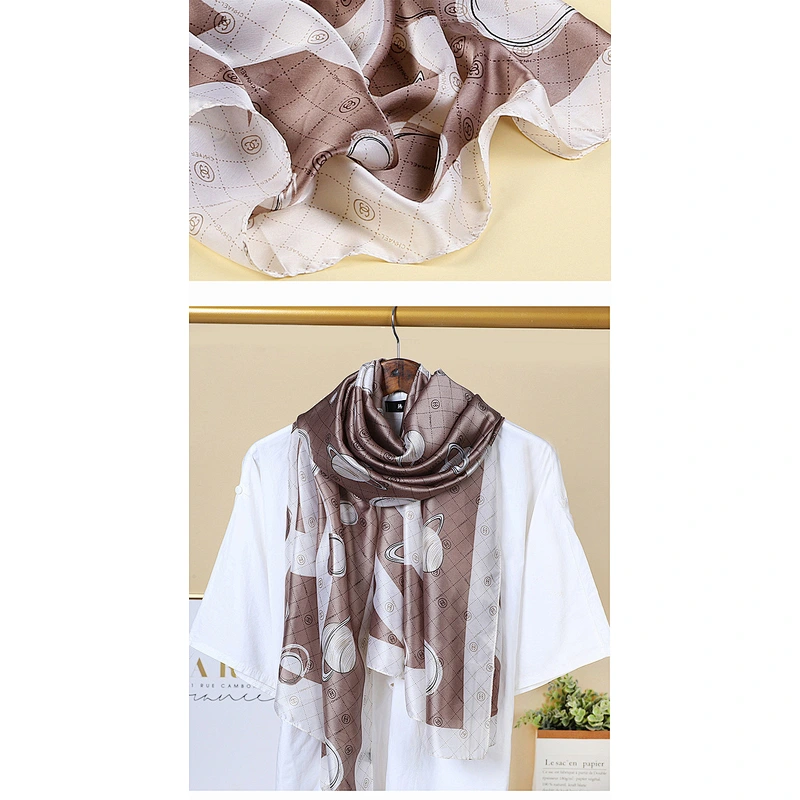 New Satin Silk Scarf Female Spring Fashion Brand Korean Version Silk Air Conditioning Shawl Beach Scarves