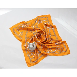 Fashion Brand Ladies Chain Printing European American Silk Scarf Large Square Scarf Dual-Use Scarf Shawl