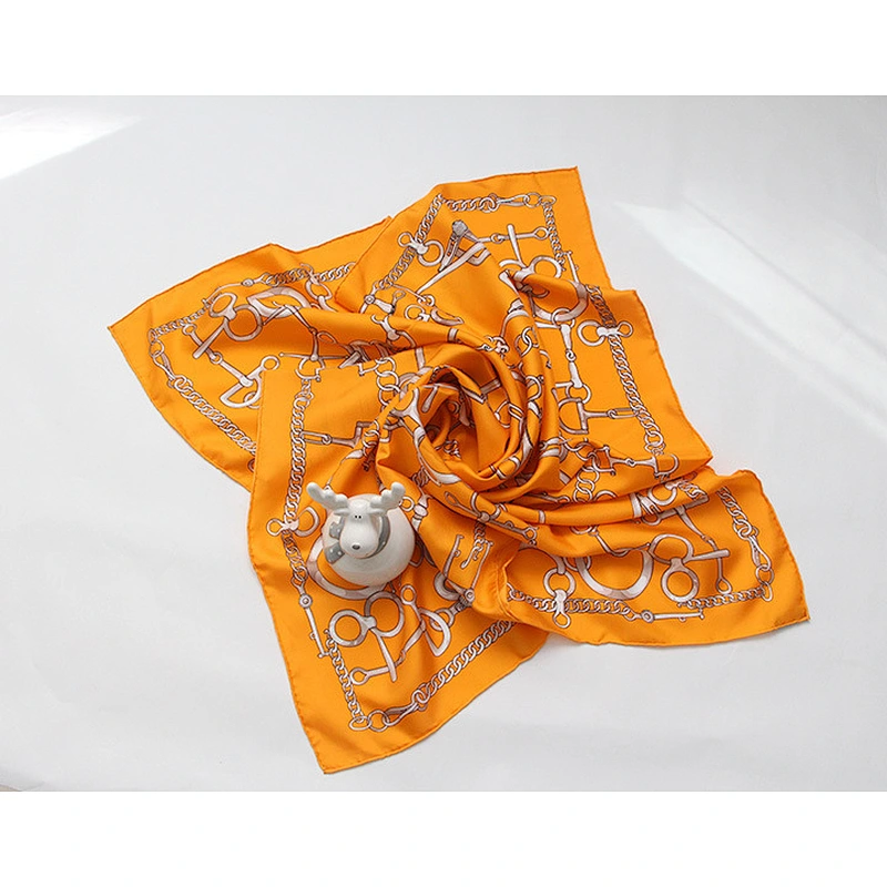 Fashion Brand Ladies Chain Printing European American Silk Scarf Large Square Scarf Dual-Use Scarf Shawl