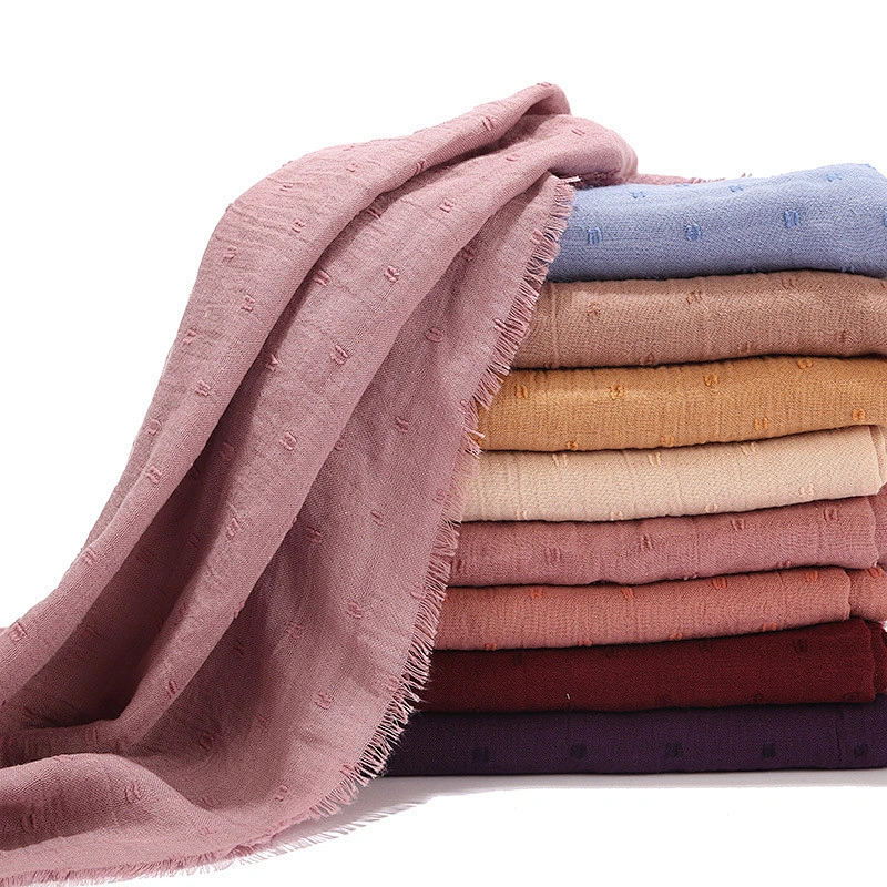 Hot sale cotton and linen solid sunscreen shawl islamic malaysian cotton hijabs scarf