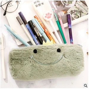 Korea Creative Dinosaur Park Plush Round Pencil Case Ins Cartoon Cute Stationery Pencil Bag
