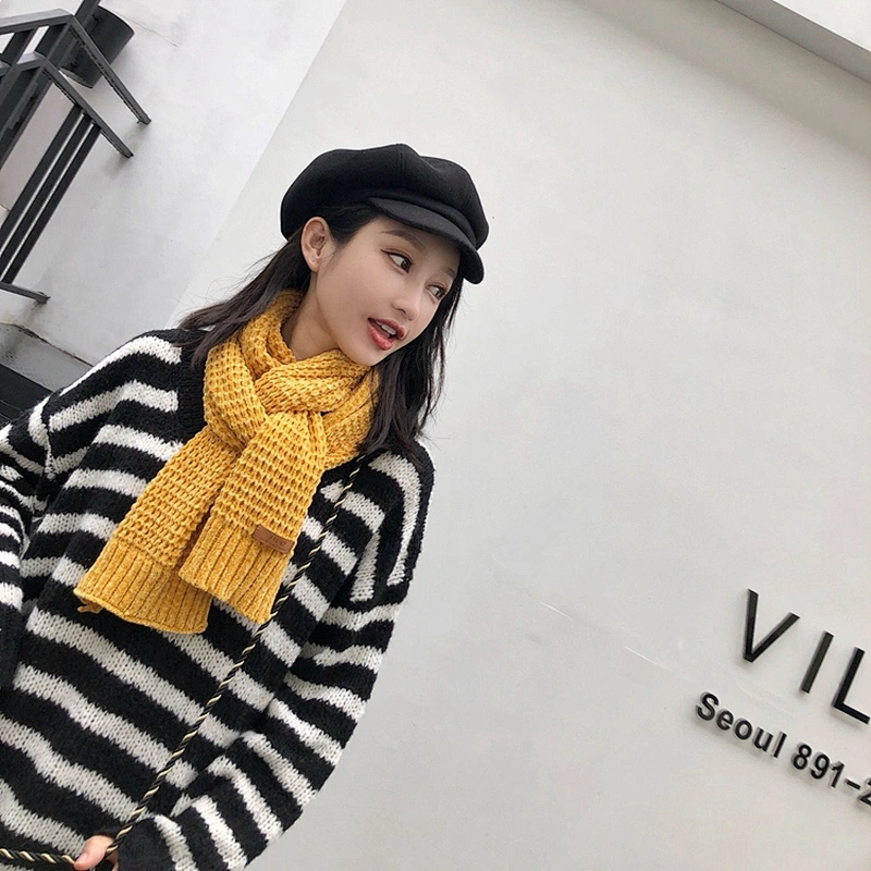New Autumn Winter Warm Thick Chenille Scarf Female Korean Version Cute Japanese Student Knitted Scarf
