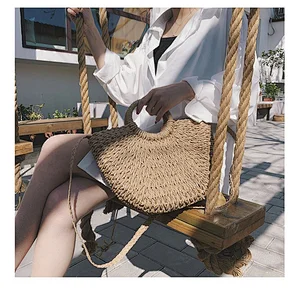 Handmade Straw Bag Female Holiday 2020 Summer Rattan Straw Bag Beach Hand Woven Bag