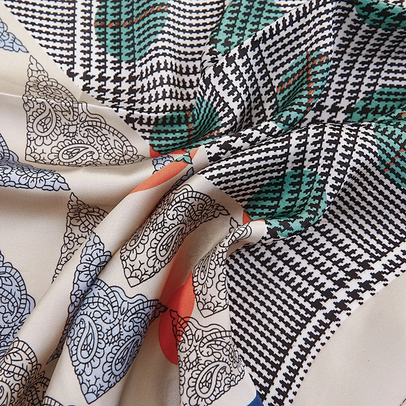 Spring and autumn polka dot houndstooth 70CM scarf multifunctional bound printed silk square scarf