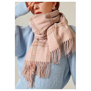 Plaid Scarf Thickened Warmth In Winter, Cashmere Scarf Female Western Style Scarf Shawl