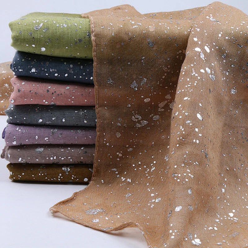 Wholesale women's all-match hot tie-dyeing cotton and linen scarf sunscreen shawl