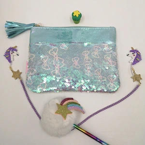 Mermaid Sequin Fashion Handbags Reversible Sequin Storage Bag Tassel Zipper Clutch Bag Makeup