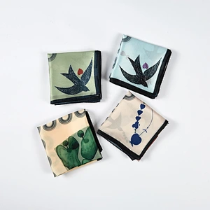 Swallow Leaf Printed Sunscreen Scarf Temperament simulation Silk Small Square Scarf