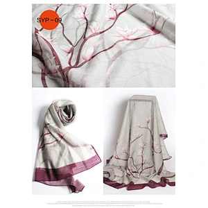 Wholesale Hand-Painted Stylish Print Scarves Travel Sunscreen Silk Shawl