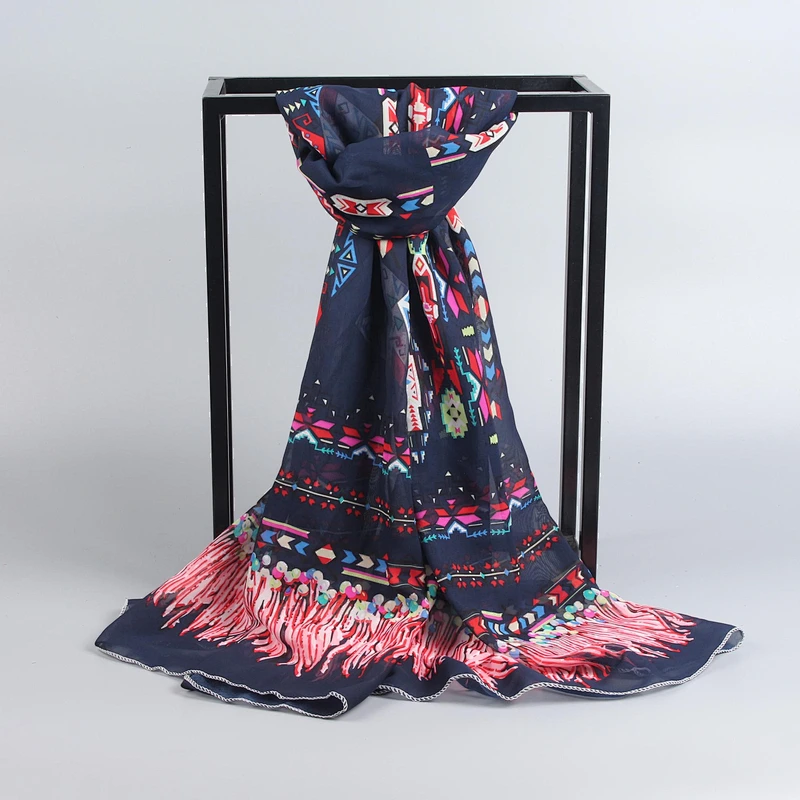 Wholesale scarf custom geometry chiffon scarves shawls multifunctional beach towels versatile scarves