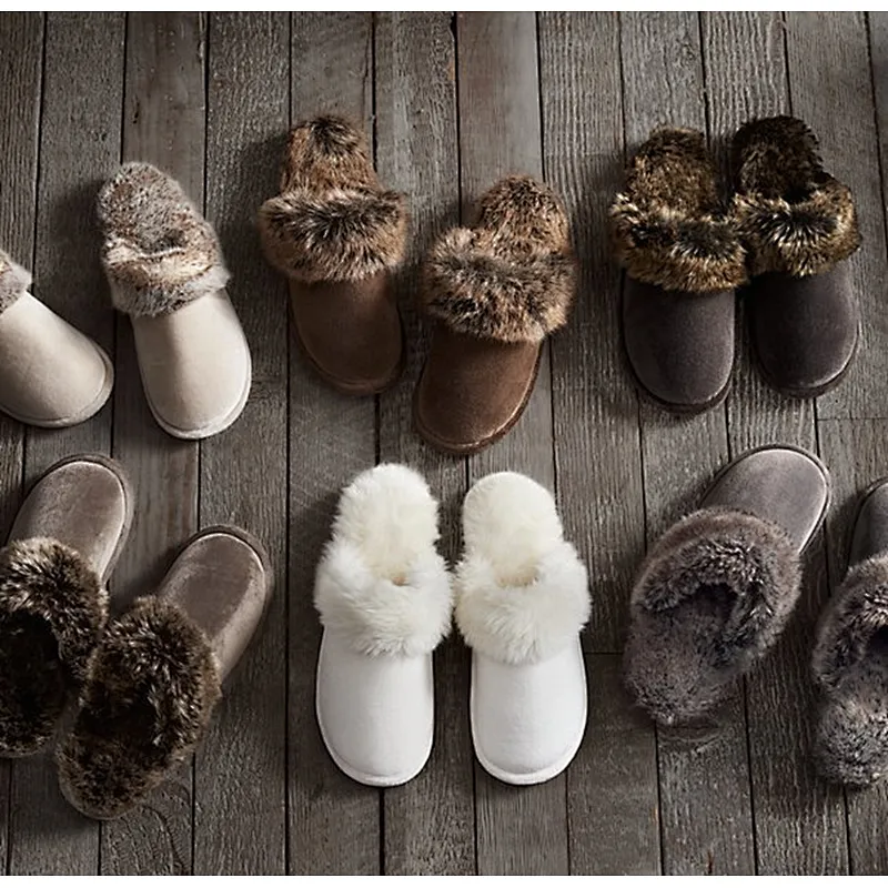 Couple wool slippers men women home indoor winter large size men's non-slip rubber-soled cotton shoes slippers