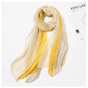Spring Summer All-Match Scarf New Fashion Medium Long Scarf Elegant Women Pleated Silk Scarf