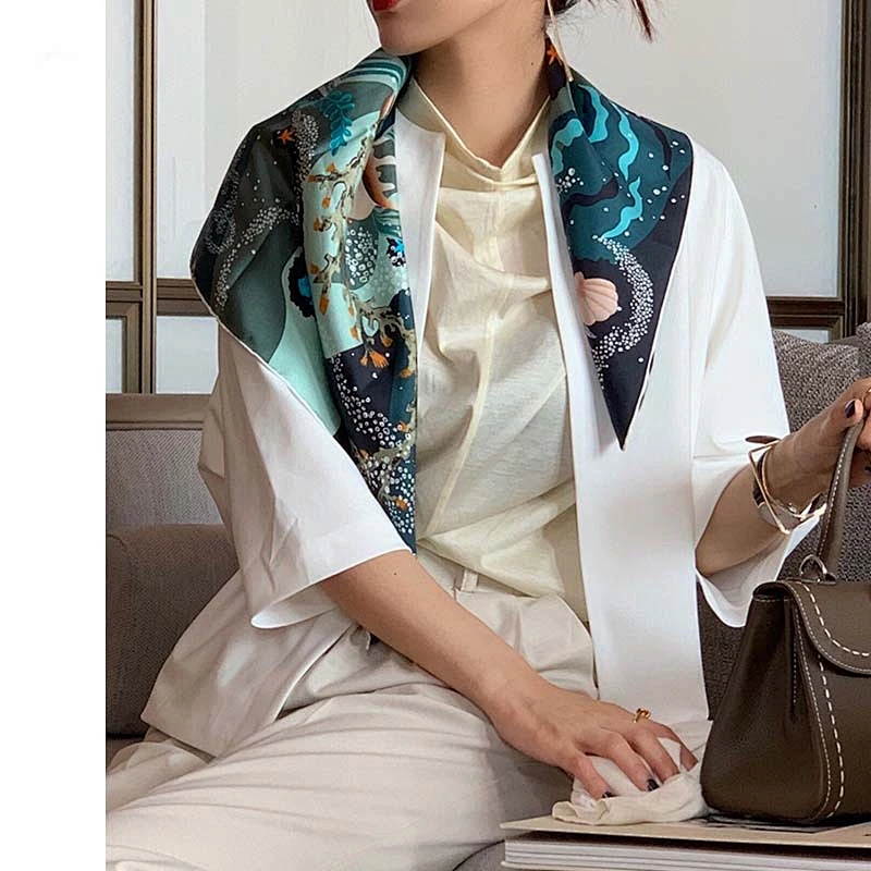 New fashion silk big square scarf printed cashmere silk scarf all-match decorative scarf women