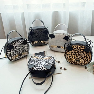 Wholesale Women 2020 New Small Bag Korean Style Crossbody Bag Cute Cat Pattern Trendy Small Round Bag