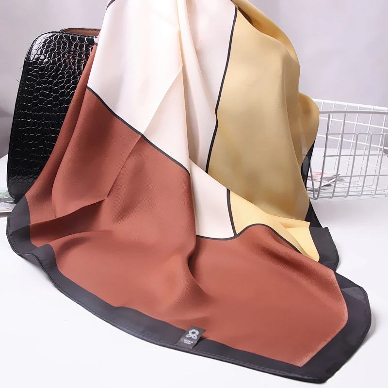 New Silk Color Matching Small Square Silk Scarf Female Chic Style Simple Splicing Small Scarf 70 Wild Scarf