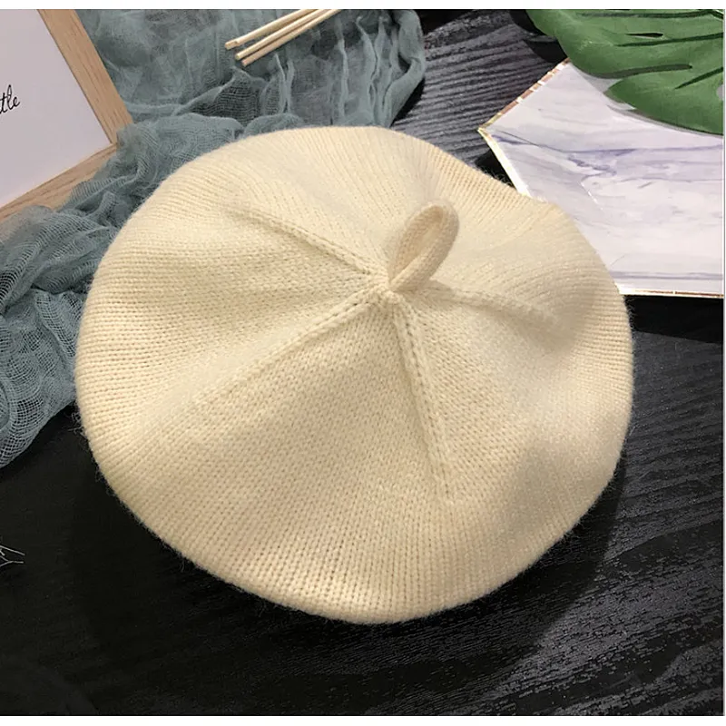 Adult Fashion Knitted Beret Hats Female Shopping Wild Knit Painter Hat Literary Sweet Cute Knitted Hats
