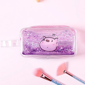 2020 Transparent Quicksand Shiny Cute Cartoon Large Capacity Kawaii Cosmetic Storage Bag