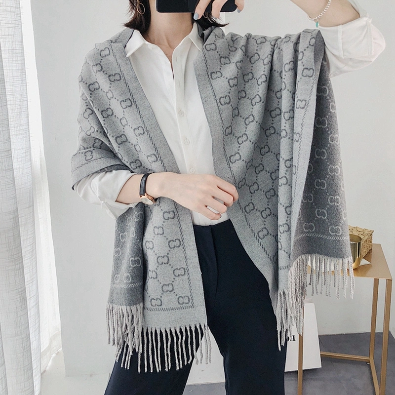 Factory Wholesale New Scarf Gifts Women European Style Double-Sided Letters Cashmere Wild Warm Shawl