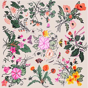 Hot sale wholesale large square scarf flowerprint silk scarf 90x90 square ladies scarf shawl