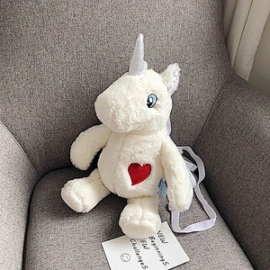 Factory Wholesale Design Custom Cute Plush Soft 3D Unicorn Backpack Kids