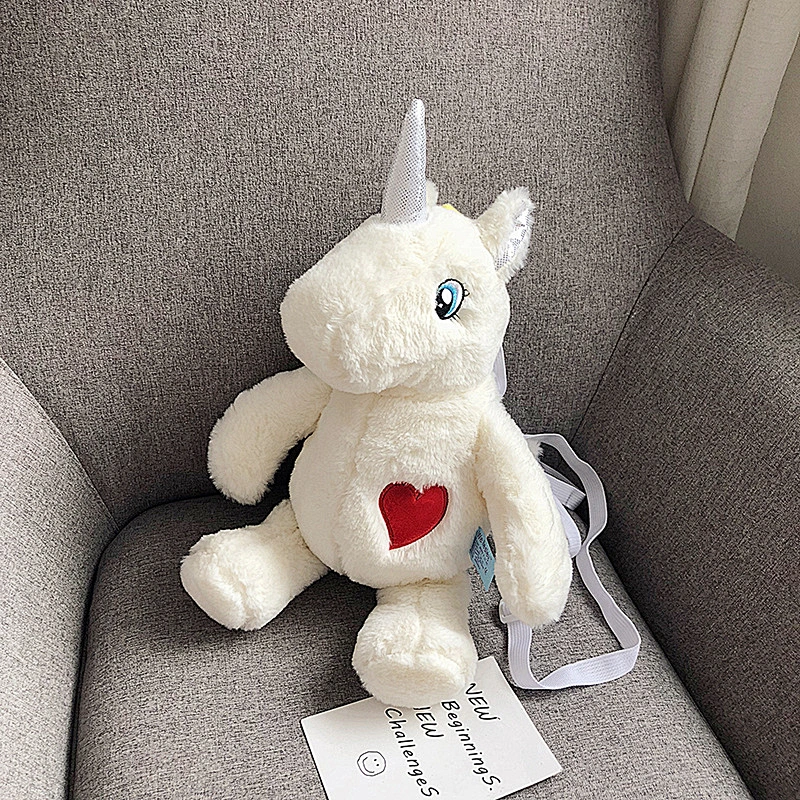 Factory Wholesale Design Custom Cute Plush Soft 3D Unicorn Backpack Kids