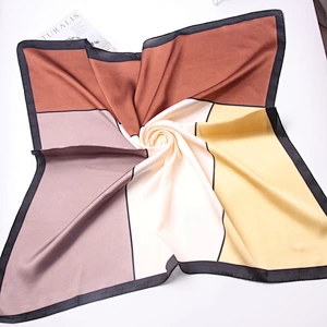 New Silk Color Matching Small Square Silk Scarf Female Chic Style Simple Splicing Small Scarf 70 Wild Scarf