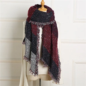 Simple Geometric Cashmere Scarf Women American Cloak Shawl Winter Warm New Scarf