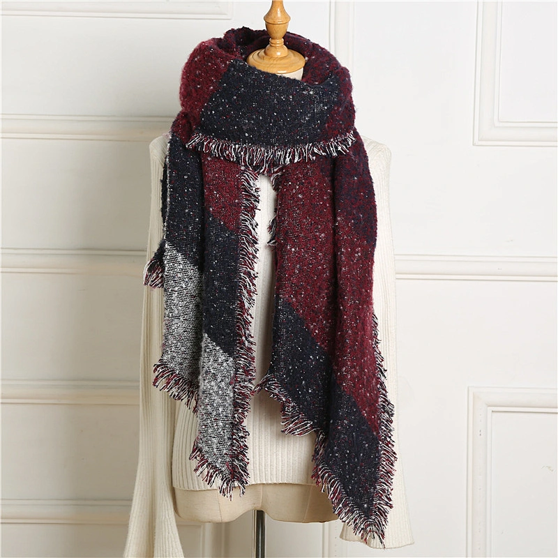 Simple Geometric Cashmere Scarf Women American Cloak Shawl Winter Warm New Scarf