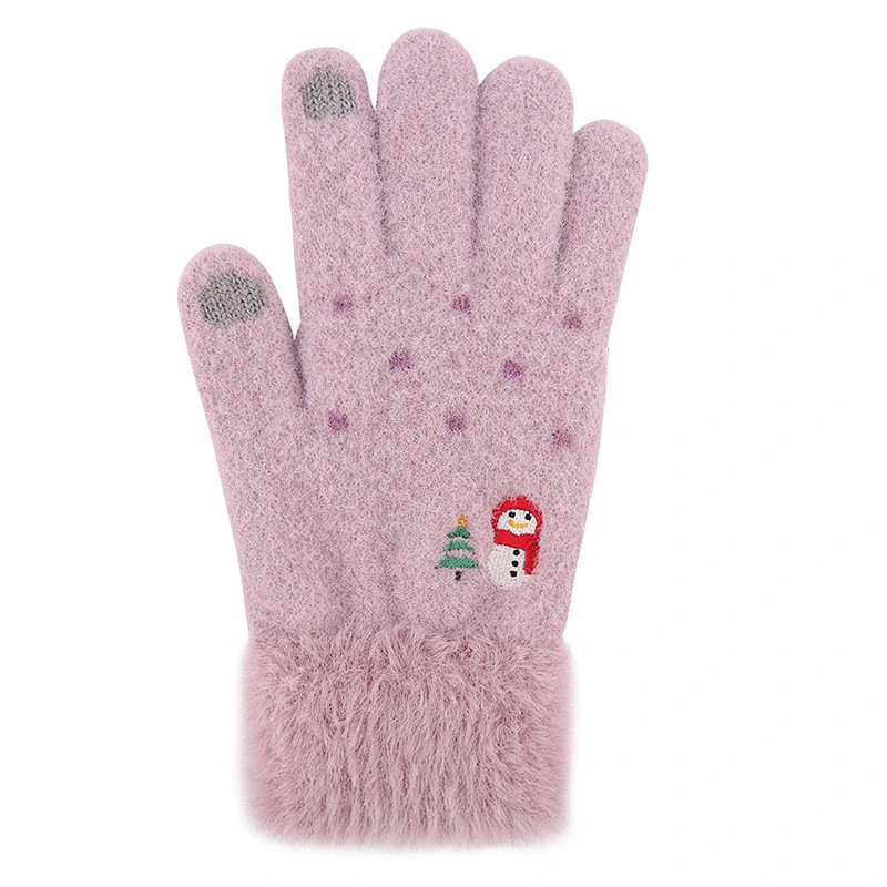 2020 Wholesale New Style Knitted Gloves Women Winter Thickened Warmth Mink Wool Christmas Touch Screen Gloves