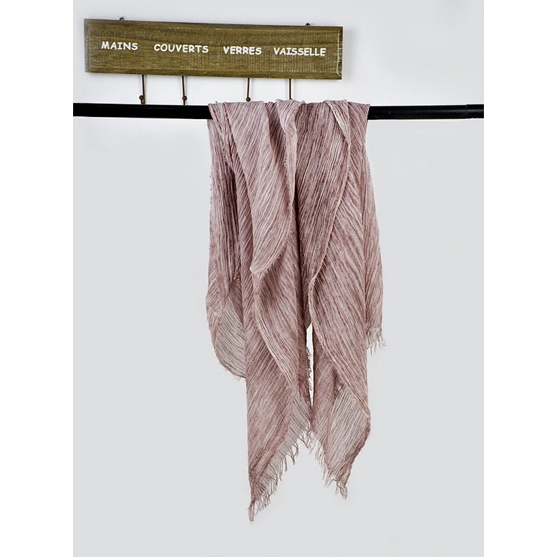 Pure Cotton Big Folds Rough Texture Dirty Dyed Scarf Literary Style Retro Shawl Female