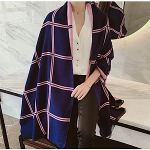 Hot Style Wholesale Autumn/Winter New British Plaid Cashmere Scarf Thick Warm Dual-Use Big Shawl