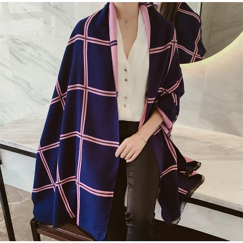 Hot Style Wholesale Autumn/Winter New British Plaid Cashmere Scarf Thick Warm Dual-Use Big Shawl