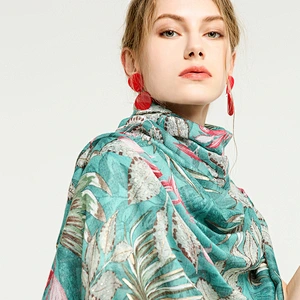 2021 Style Satin Printed Fallen Leaves Bronzing Cotton Scarf Spring Autumn All-Match Pattern Scarf