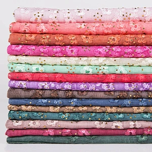 Solid color tie-dyed cotton monochrome women hijab lace rhinestone stitching fashion long scarf