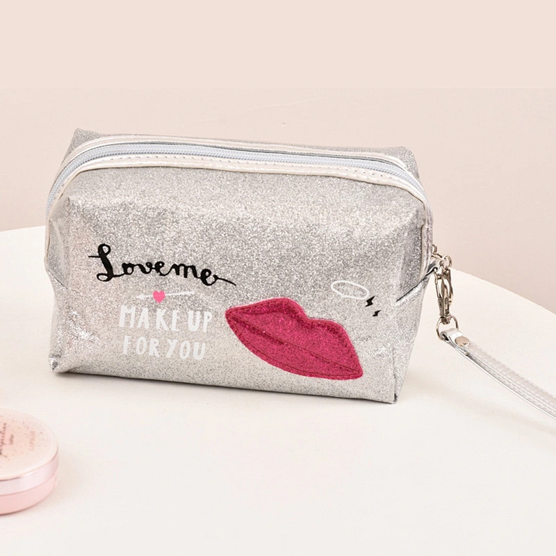 Custom Logo Lipstick Storage PVC Fashion Shiny Jelly Mini Cosmetic Bag Multifunctional Portable Travel Makeup Bag