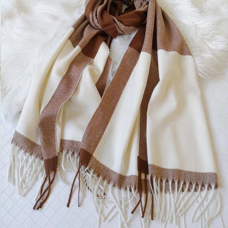 Wholesale Korean Version Lovers New Striped Lattice Cashmere Scarf Women Trend Scarf Thick Warm Scarf