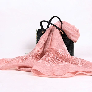 Outdoor indoor dual-use embroidered fashion soft scarf shawl woman acrylic shawl embroidery designs