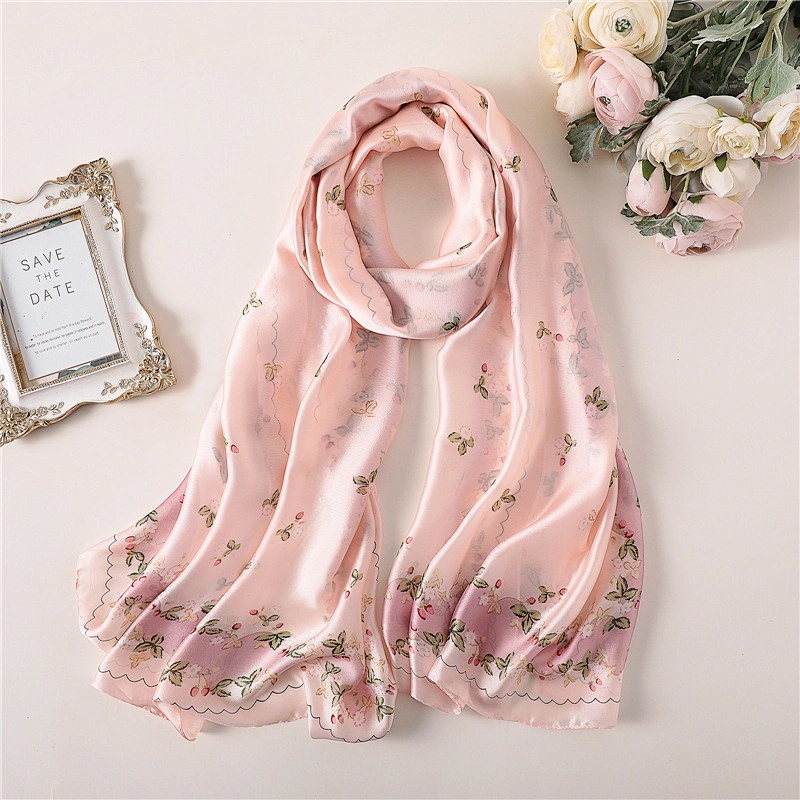 Factory supply new simulation silk scarf fashionable flowers beach sunscreen beach towel air conditioning shawl scarf female