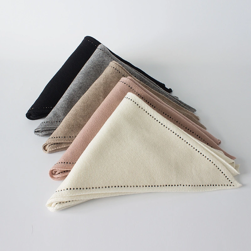 Low MOQ Warmer Cashmere Knitting Triangle Towel Ladies Cashmere Scarves Shawls With Hot Drilling