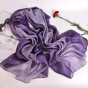 Wholesale Spring Summer Silk Scarf Sunscreen Shawl Double Hit Color Gold Silk Tassel Silk Organza Scarf