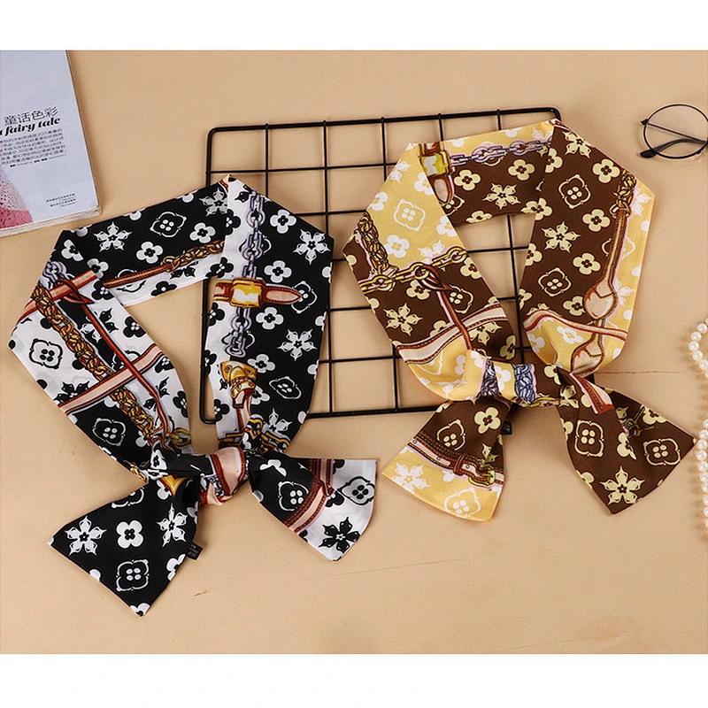Spring Summer New Chic Small Scarf Narrow Strip Small Ribbon Silk Scarf Female Decoration Multifunctional Tie Bag Ribbon