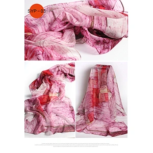 Wholesale Hand-Painted Stylish Print Scarves Travel Sunscreen Silk Shawl