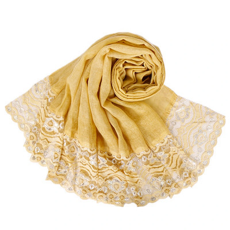 Spring lace lace sunscreen headscarf women new muslim lace scarf cotton long shawl hijab