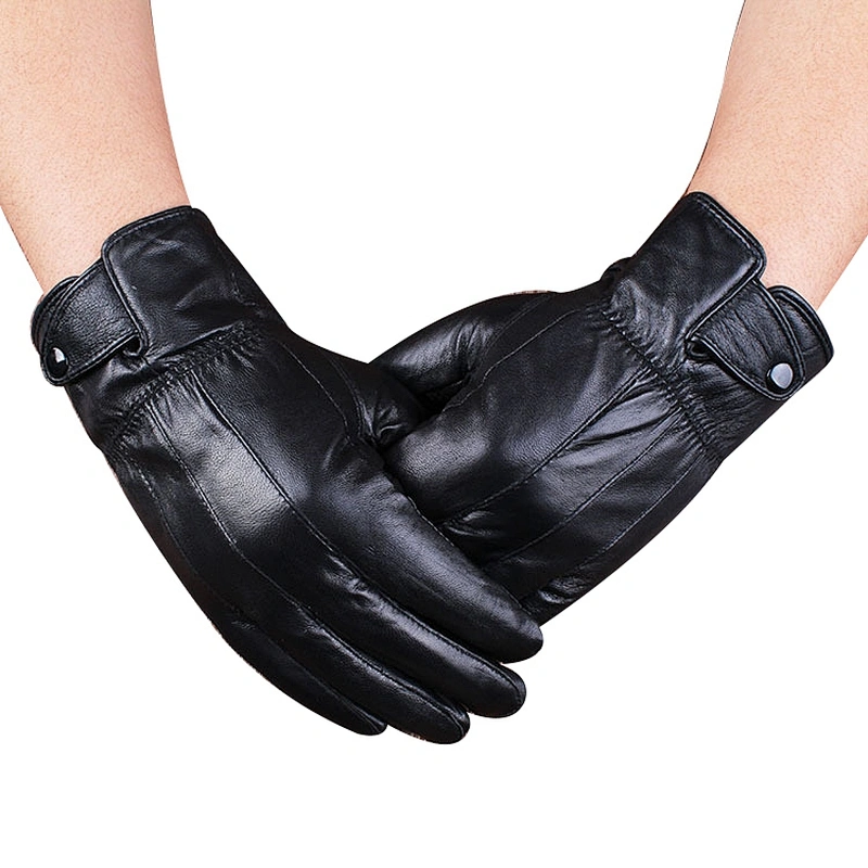 New Autumn Winter Cycling Leather Gloves Windproof Outdoor Cycling Motorcycle Warm  Cashmere Men'S Leather Gloves Wholesale