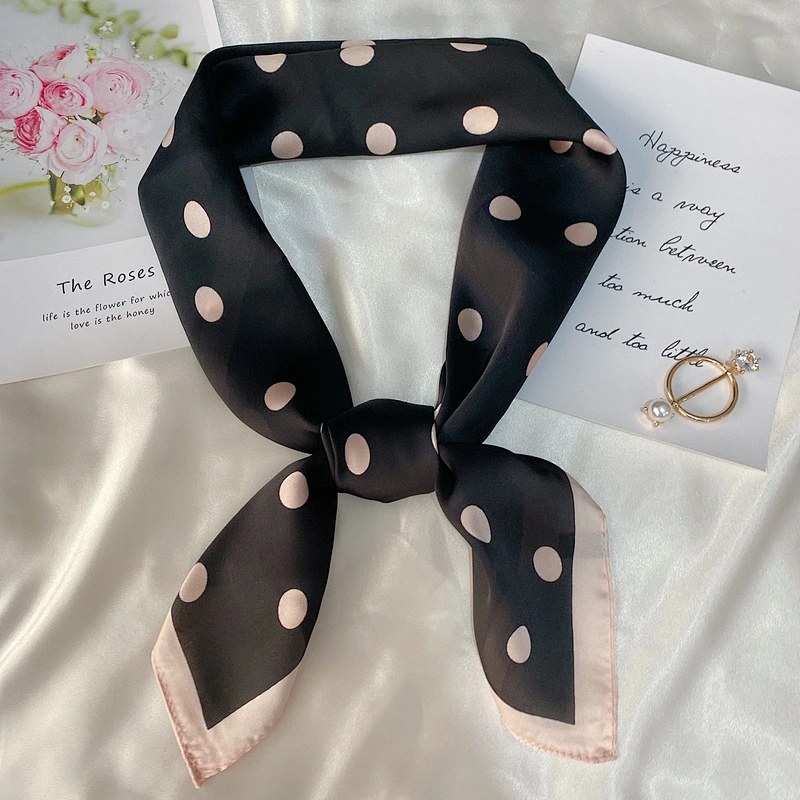 Wholesale Classic Wild Pure Color Small Wave Dot Square Scarf Korean 70cm Decorative Shawl Scarves