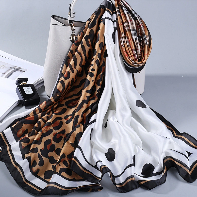 2020 New Leopard Print Polka Dot Silk Scarf Women Spring Autumn Korean Scarf Warm Long Shawl Scarf