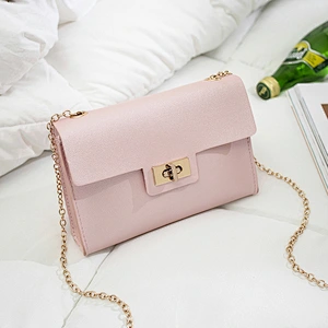 Female Pu Leather Wholesales Prices Crossbody Bag Latest Fashion Metal Lock Hard Ware Chain Colorful Shoulder Crossbody Bag