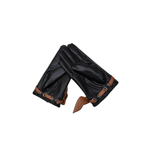 Stock Wholesale Ladies PU Leather Gloves Winter Plus Velvet Keep Warm Driving Touch Screen Windproof Gloves