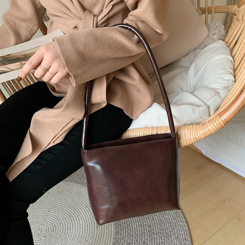 Retro Bag Female 2021 Autumn New All-Match Solid Color Bag Underarm Bag Shoulder Handbag