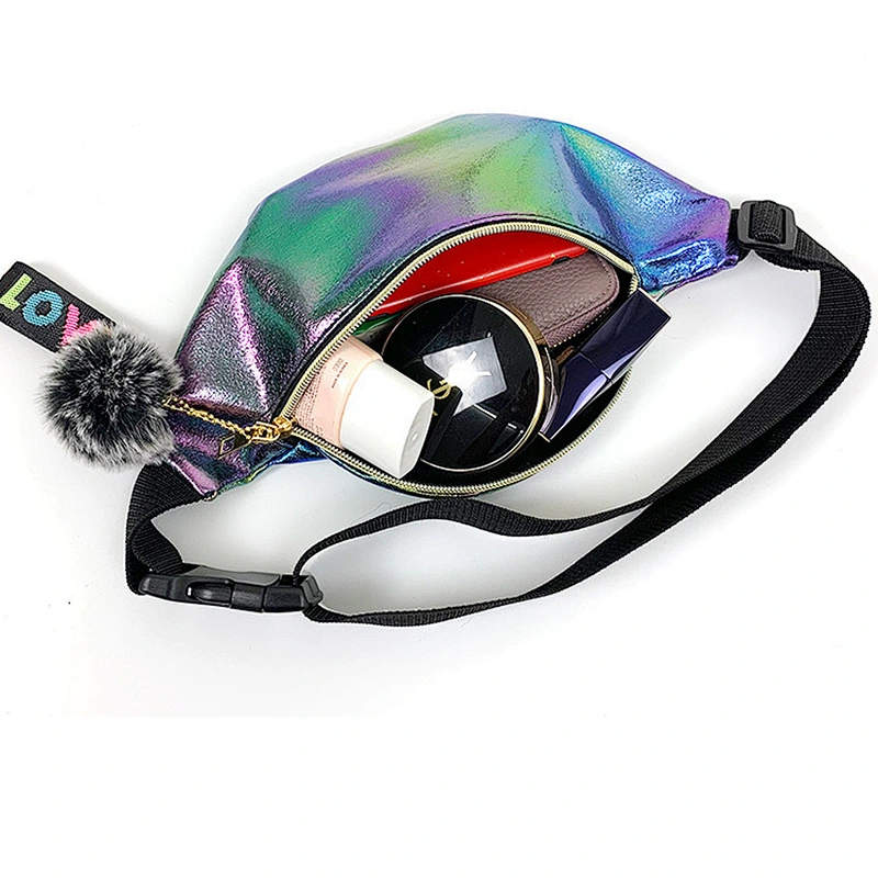 Promotional Cheap Latest PU Laser Shoulder Stylish Fanny Pack Waist Bag For Ladies
